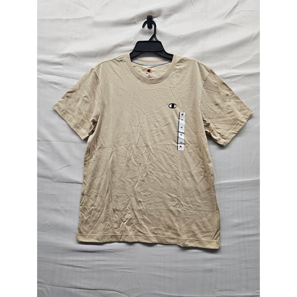 Champion‎ Mens Iconic Small C Tee Tan Cotton Blend Athletic Size Medium